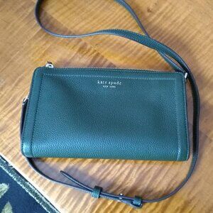 Kate Spade Small Knott Crossbody Pebbled Leather Bonsai Tree Green.